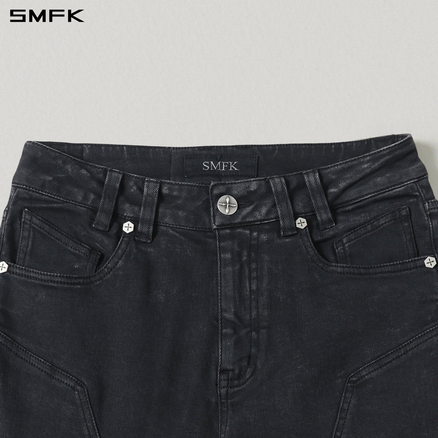 SMFK Mirage Siren Flared Denim Pants Garment Dye Vanish Black