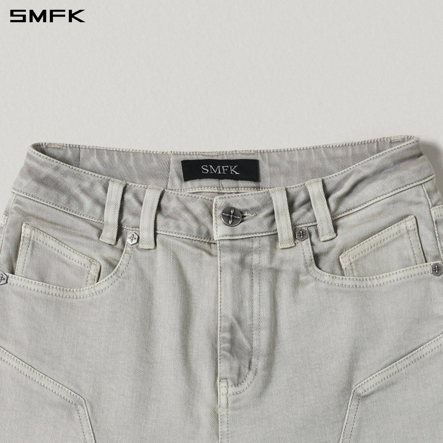 SMFK Mirage Siren Flared Denim Pants Garment Dye Vanish White