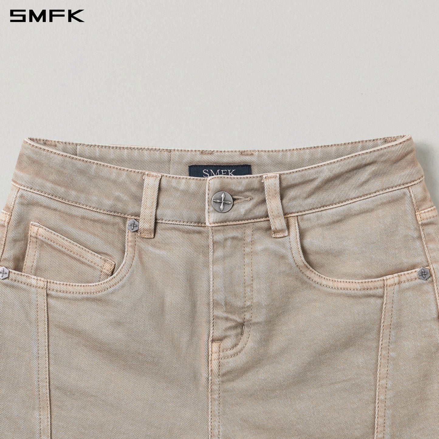 SMFK Vintage Vanish Skinny Denim Shorts Garment Dye Fresh Skin