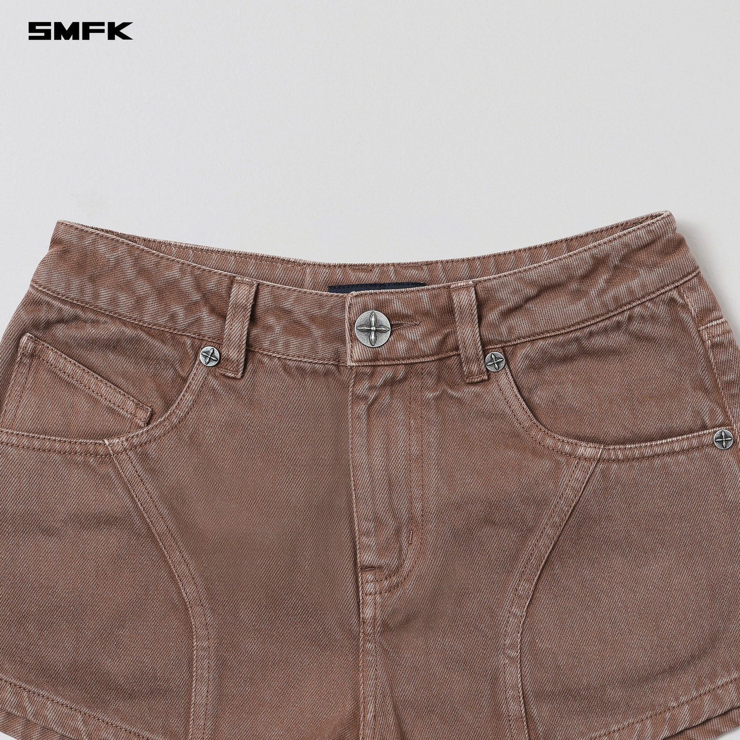SMFK Vintage Vanish Denim Shorts Garment Dye Vanish Brown