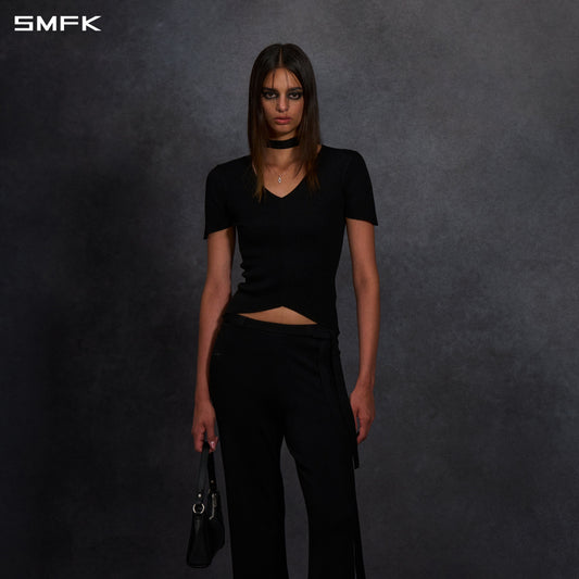SMFK Myth Aeolus Evening Knit Tee Lenzing Tencel+Silk+Cotton Wild Black