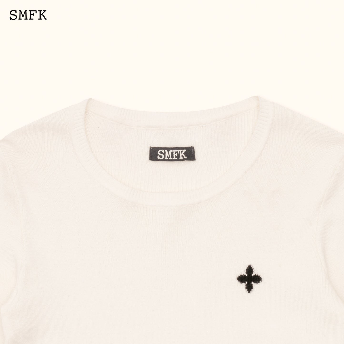 SMFK Compass Cross Classic Riding Knitted Top In White