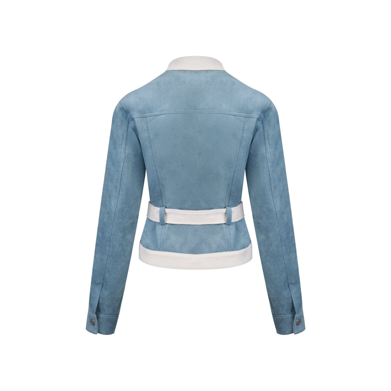 Ann Andelman Blue Two-tone Suede Fitted Jacket
