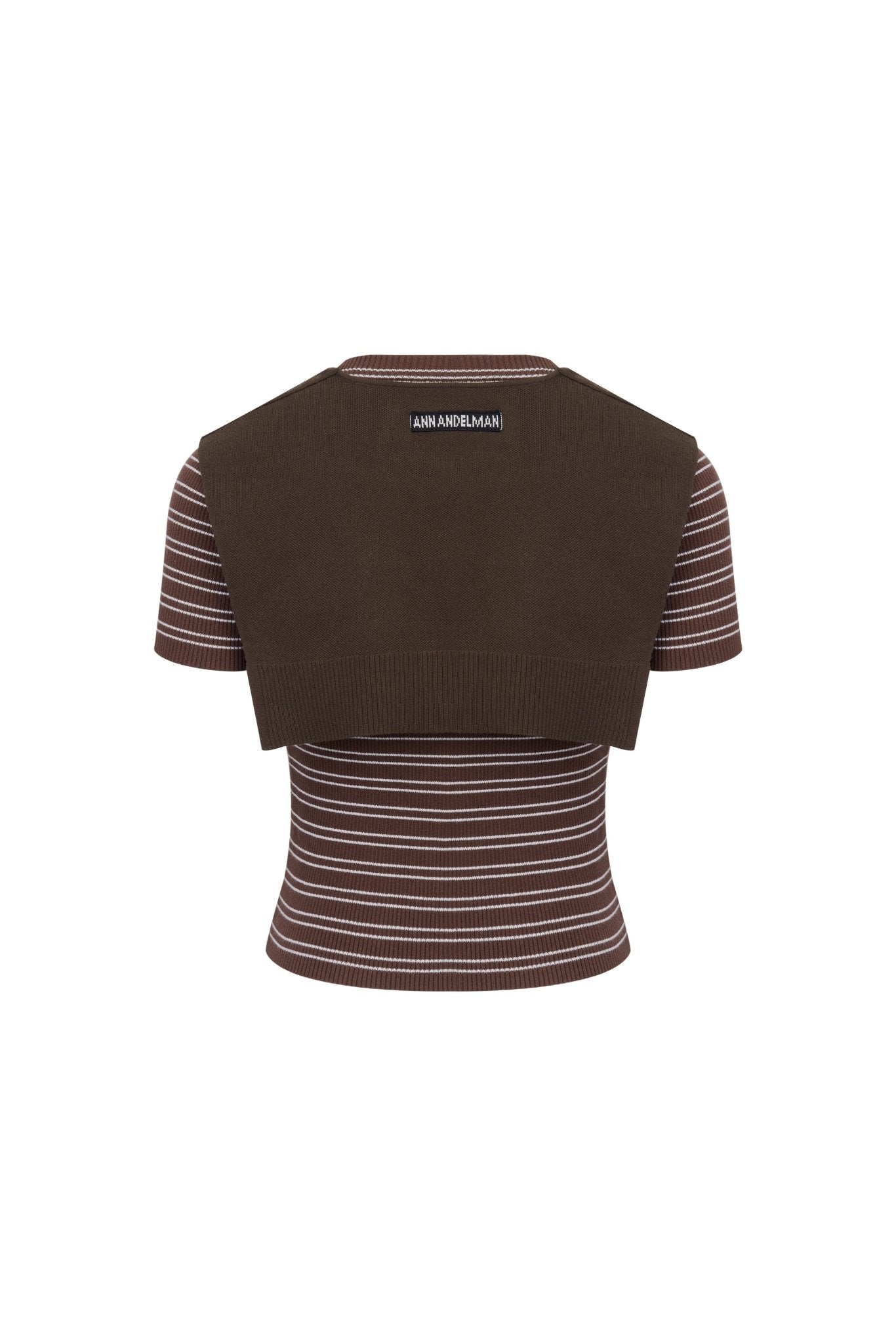 Ann Andelman Brown Shawl Two-Piece Striped T-Shirt