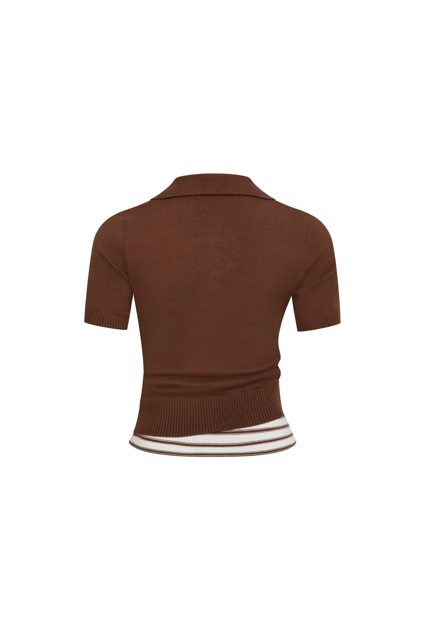 Ann Andelman Brown Striped Faux Two-piece POLO