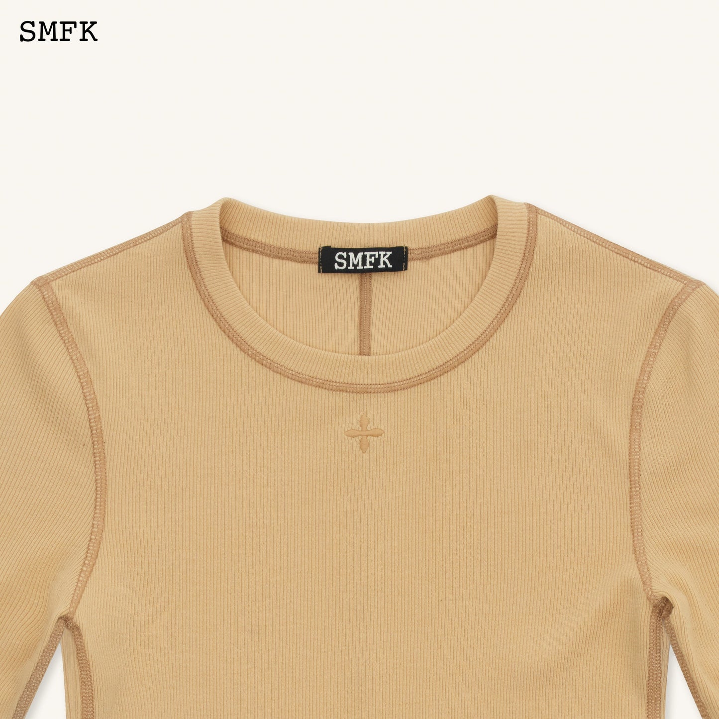 SMFK Compass Rush Slim Fit Sports Top In Sand