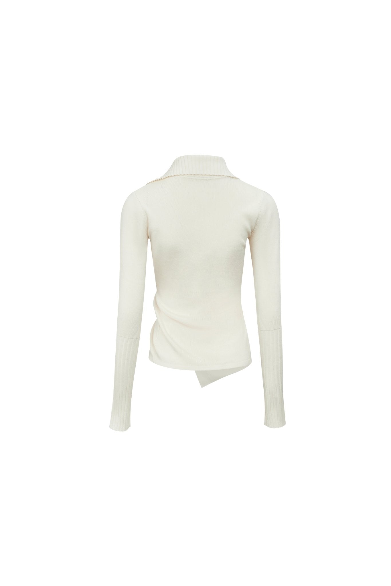 Ann Andelman White Asymmetric Knit Long Sleeve Top