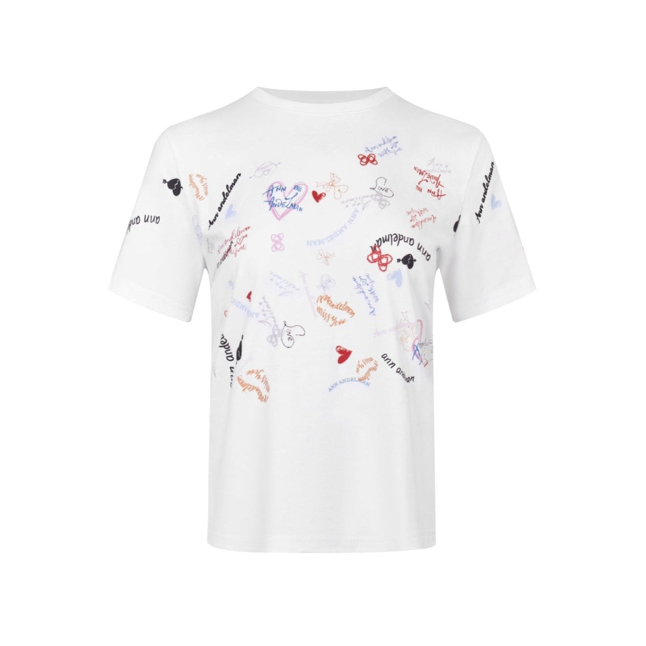 Ann Andelman White Graffiti Heart Print T-Shirt
