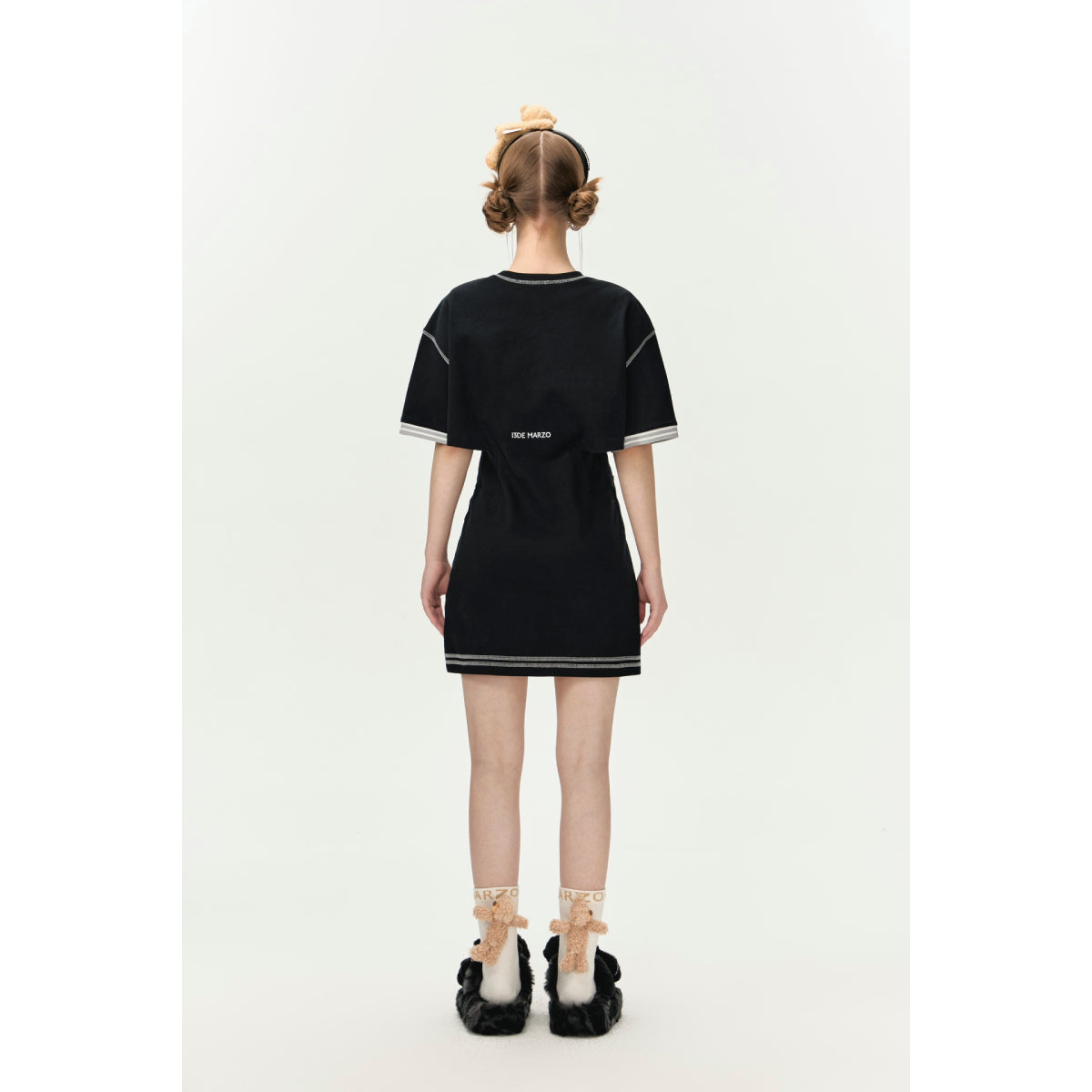 13DE MARZO Doozoo Waist Cut Tee Dress Black