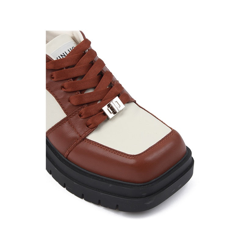 Calvin Luo Brown Square Toe Platform Sneakers