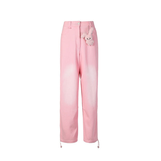 Sofitte Plush Rabbit Cargo Pants Pink