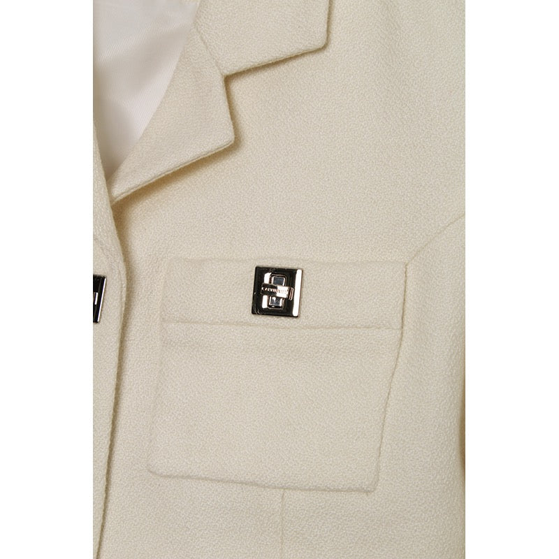Calvin Luo White Tweed Twist-Lock Short Suit - Fixxshop