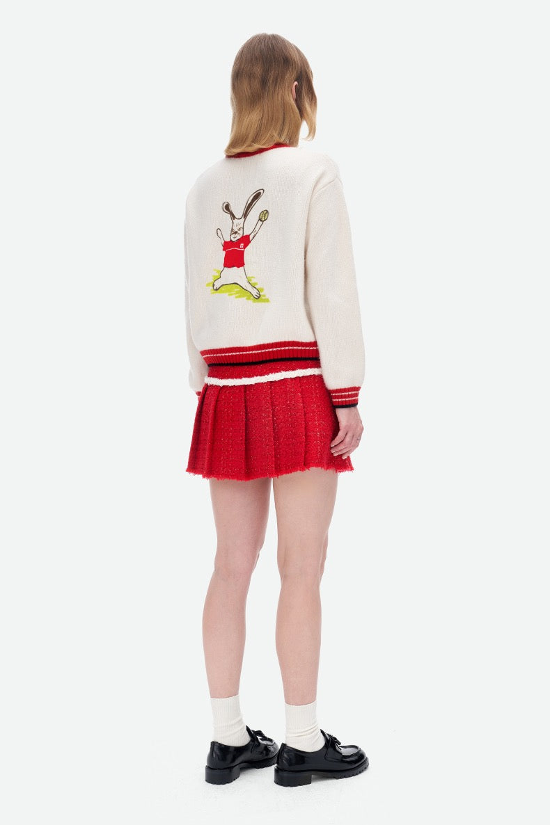 Herlian Tennis Rabbit Logo Knit Cardigan