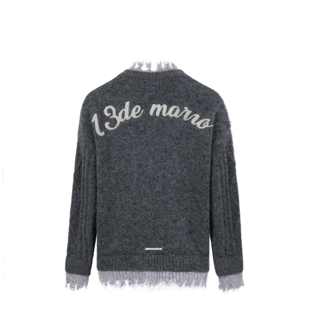 13DE MARZO Bear Button Unedged Cardigan Black - Fixxshop