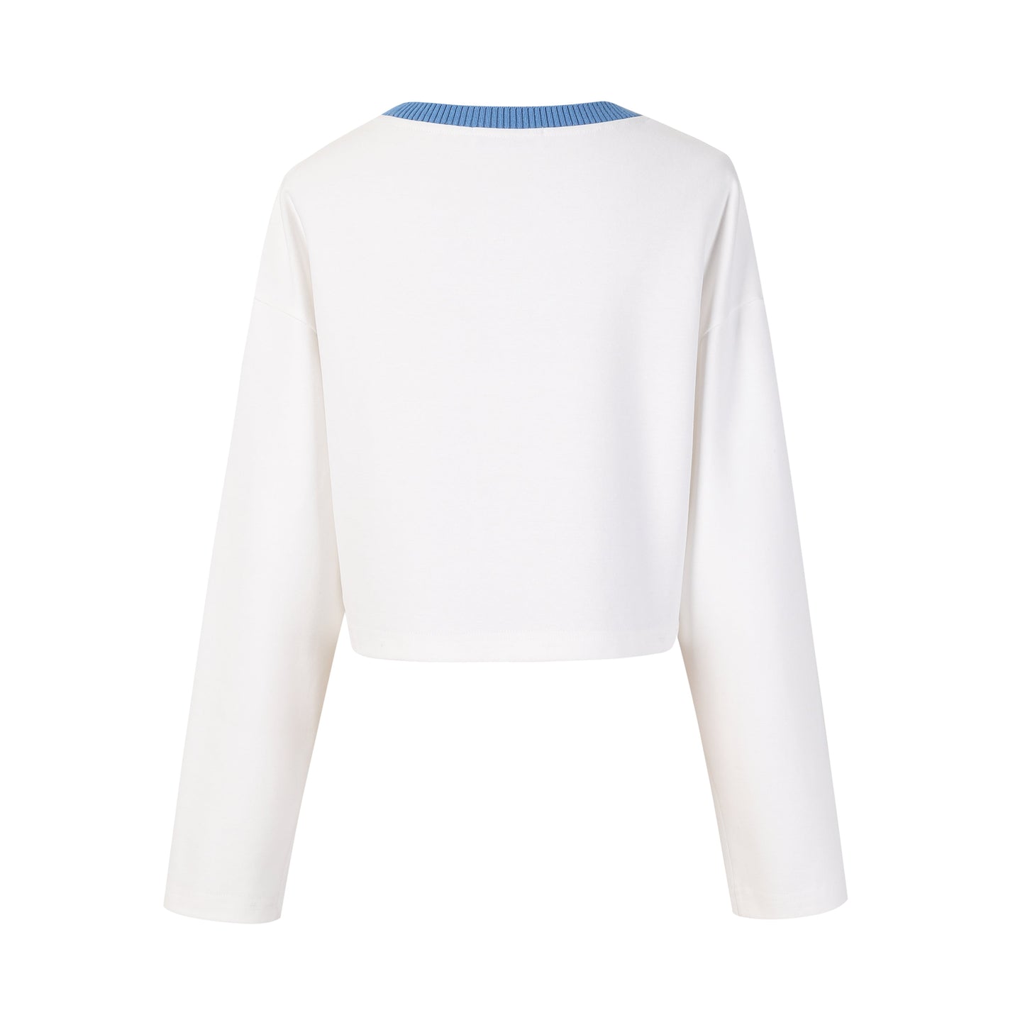 THREE QUARTERS Preppy Long Sleeve T-Shirt White