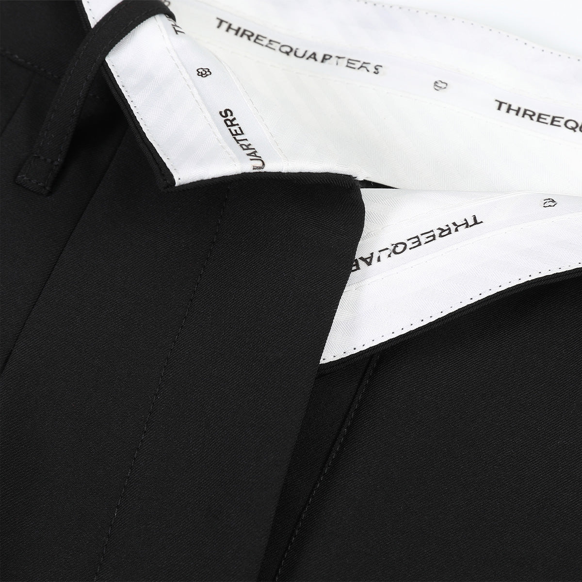 THREE QUARTERS Waist Flap Straight-Leg Pants Black