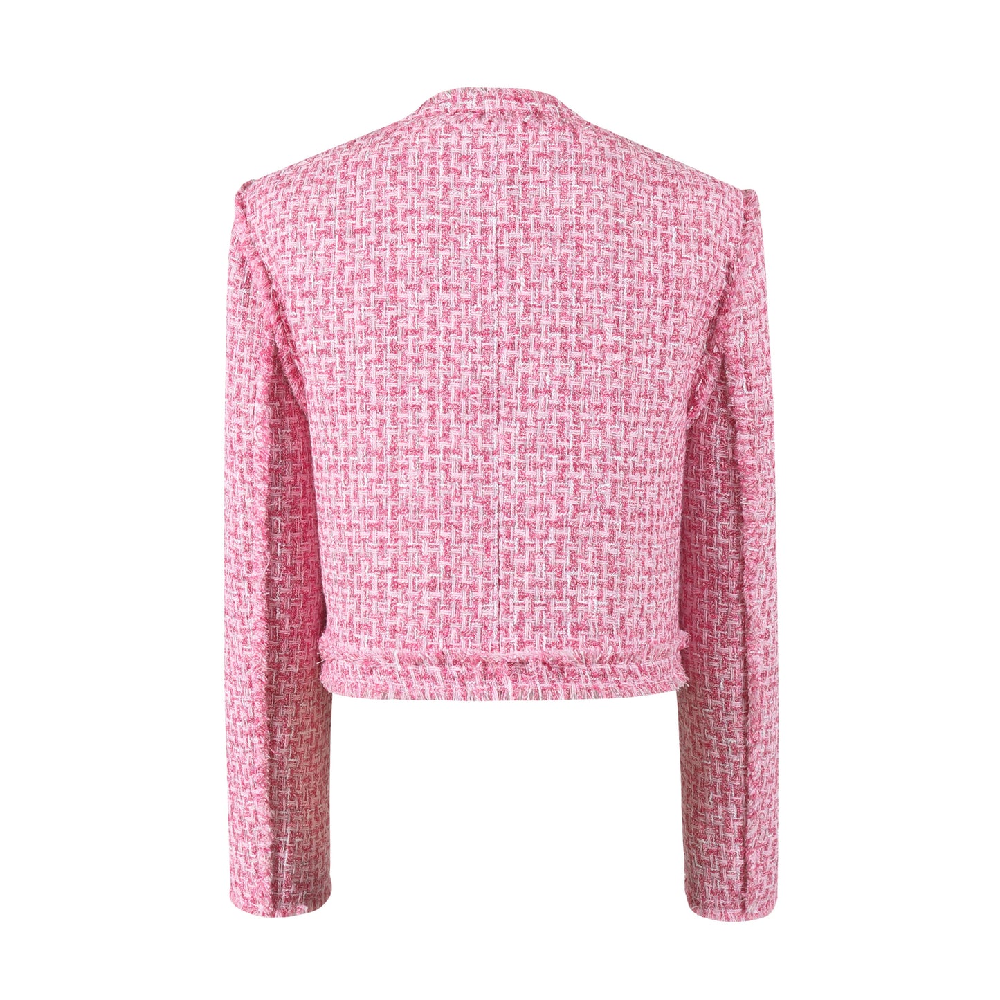 THREE QUARTERS Gold Buckle Tweed Jacket Pink