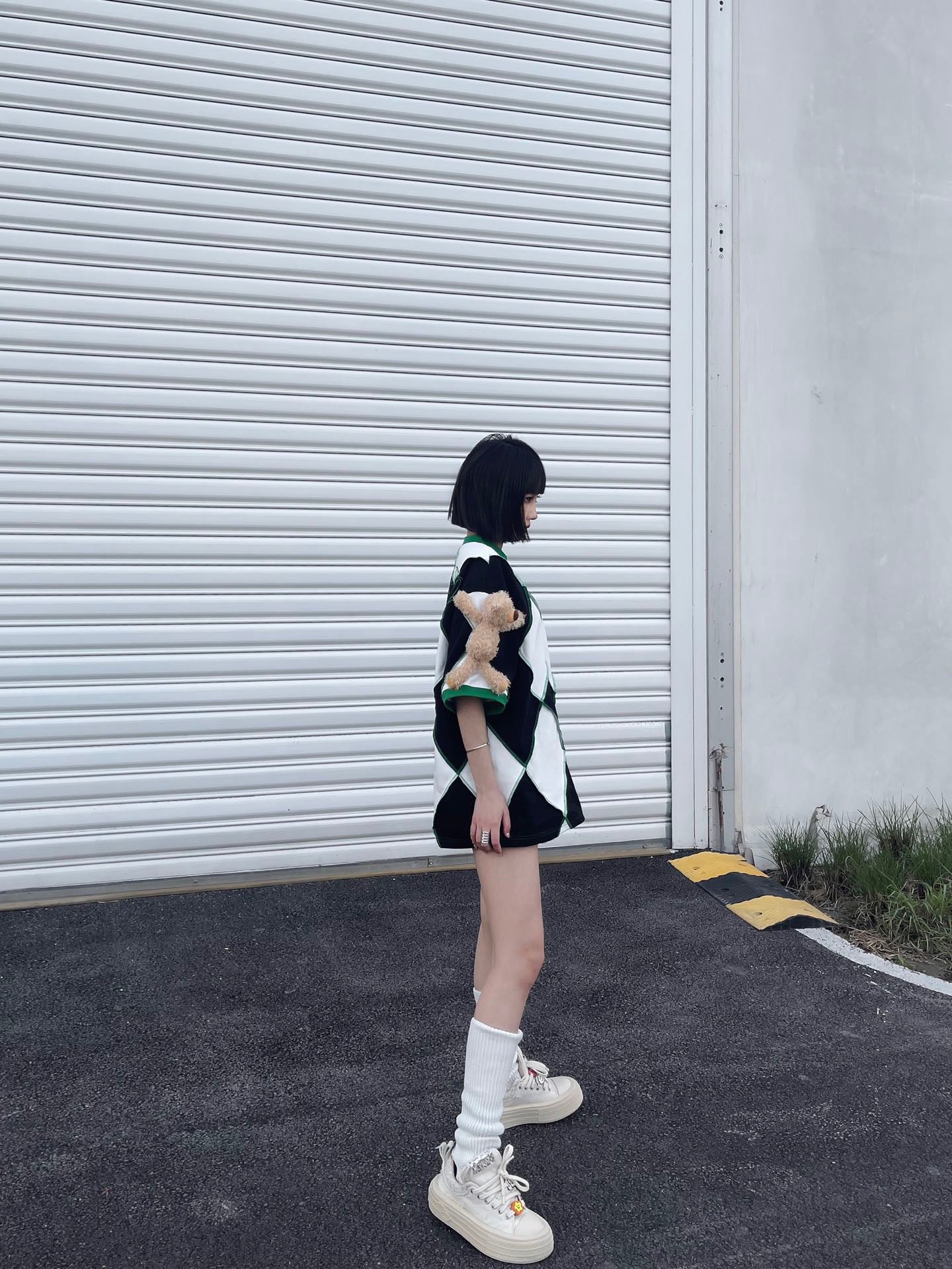 13DE MARZO Hemming Diamond Check T-shirt Forest River