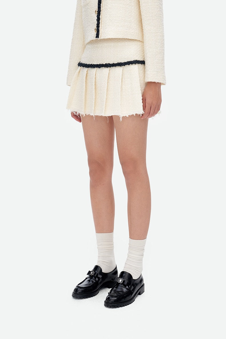 Herlian Wool Duffel Tweed Skirt White