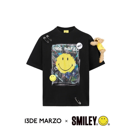 13De Marzo x Smiley Broken Pin Graffiti T-shirt Black
