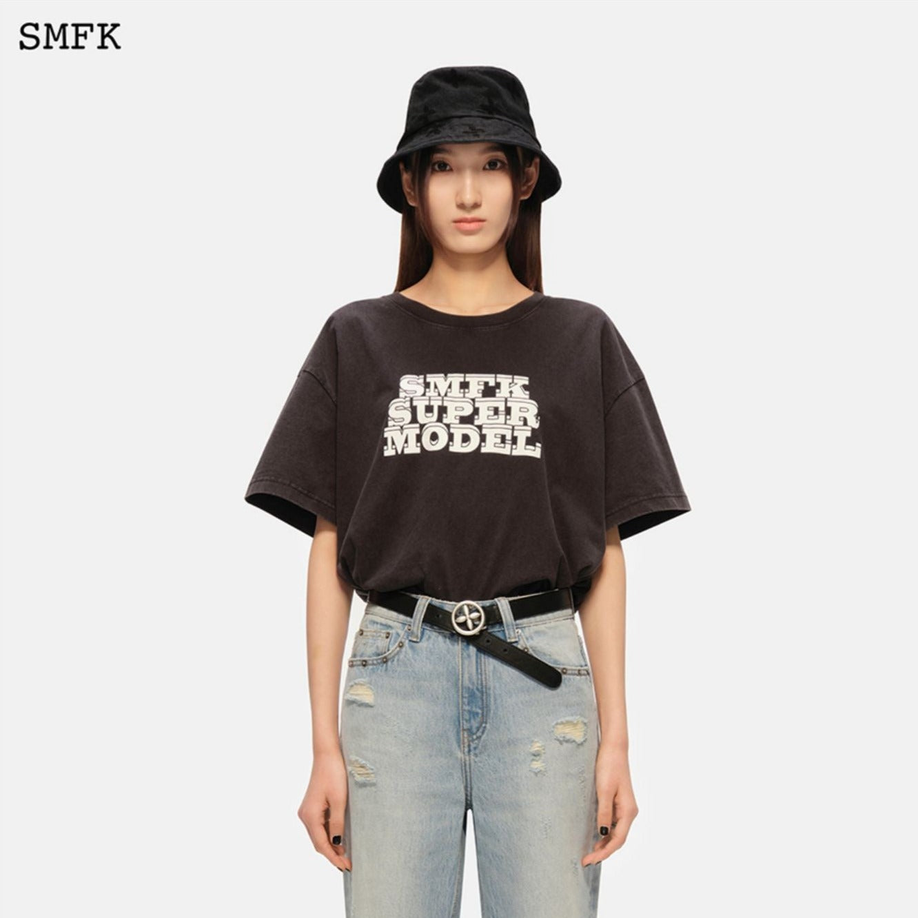 SMFK Oversized Model Vintage Tee White/Black
