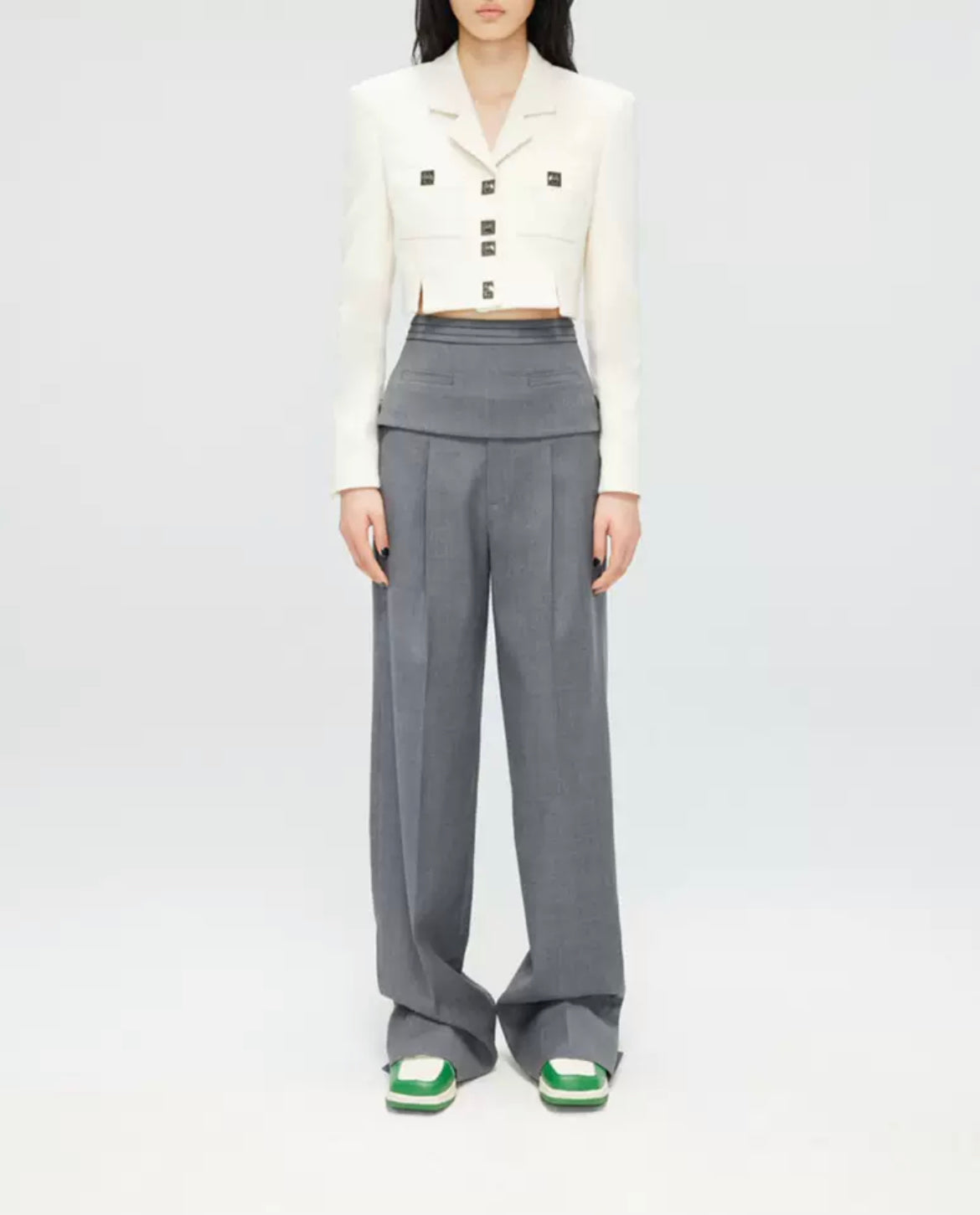 Calvin Luo White Tweed Twist-Lock Short Suit - Fixxshop