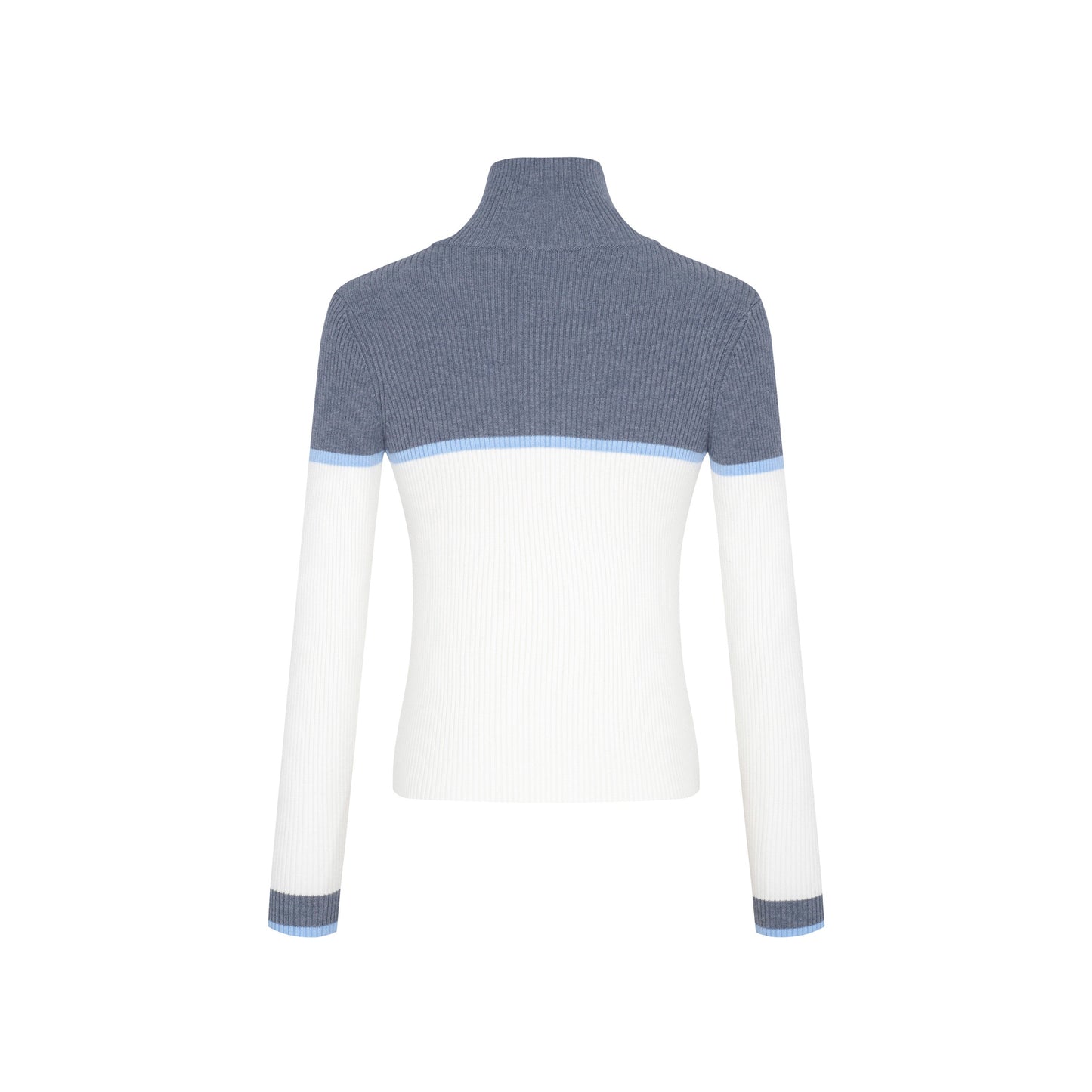 THREE QUARTERS Colorblock Knitted Zip Cardigan