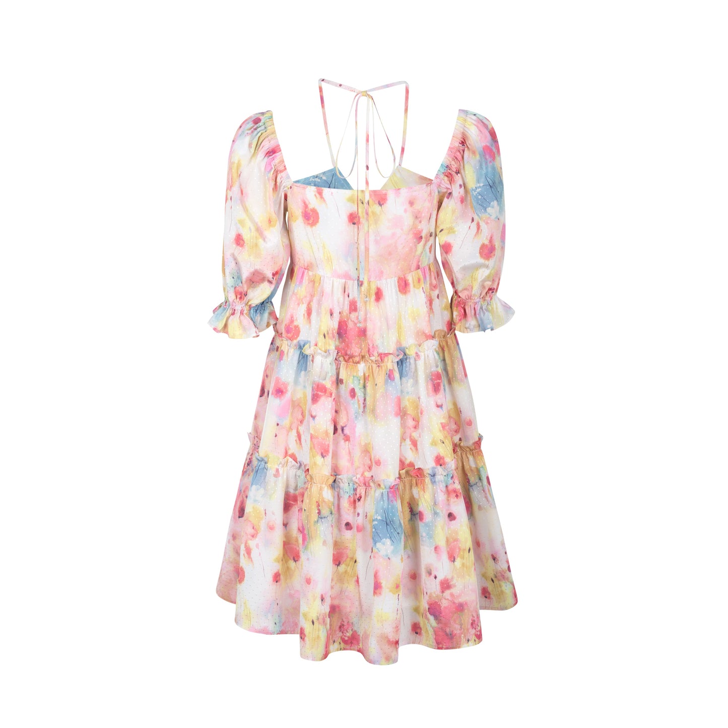 THREE QUARTERS Puff Sleeve Drawstring Dress