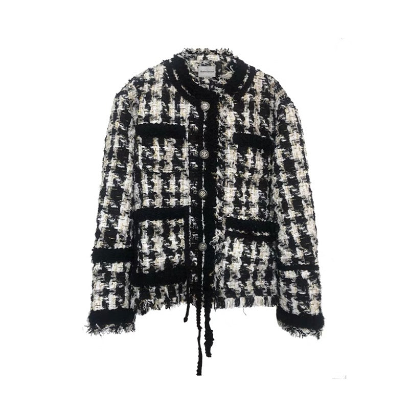 Charlie Luciano Tweed Tassel Jacket Black/White