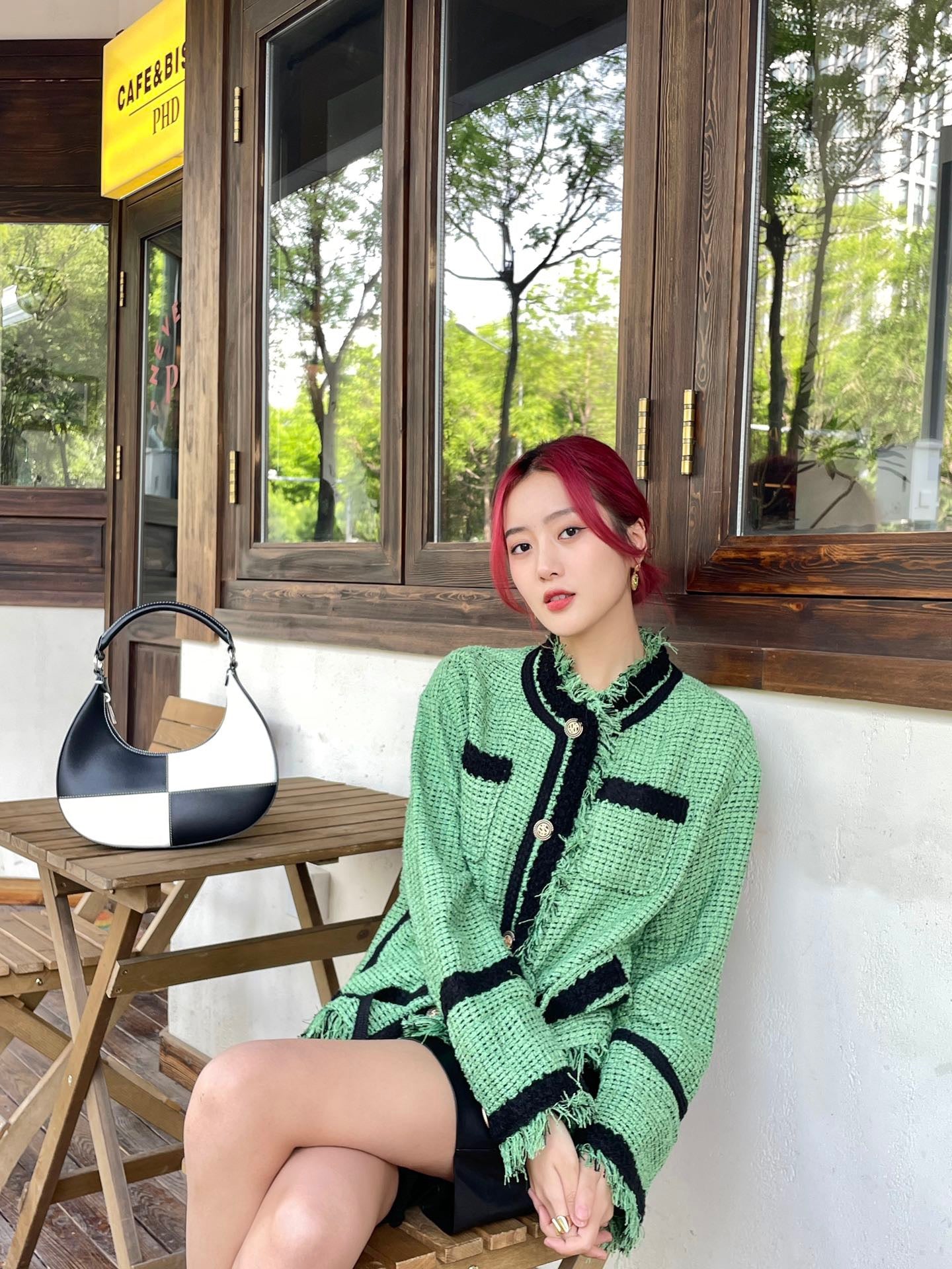 Charlie Luciano Tweed Tassel Jacket Green