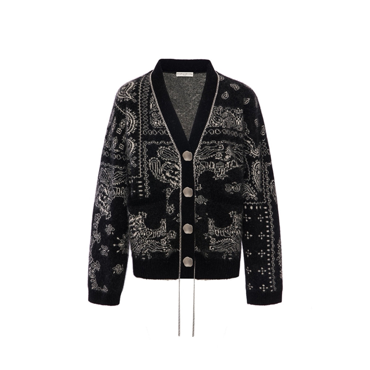 DIANA VEVINA Chain Totem Cardigan Black - Fixxshop