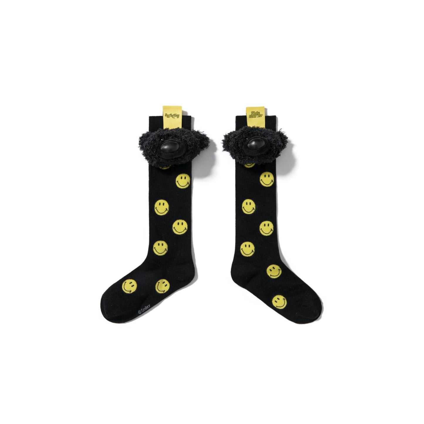 13 DE MARZO Allover Smiley Palda Bear Head Socks Black | MADA IN CHINA