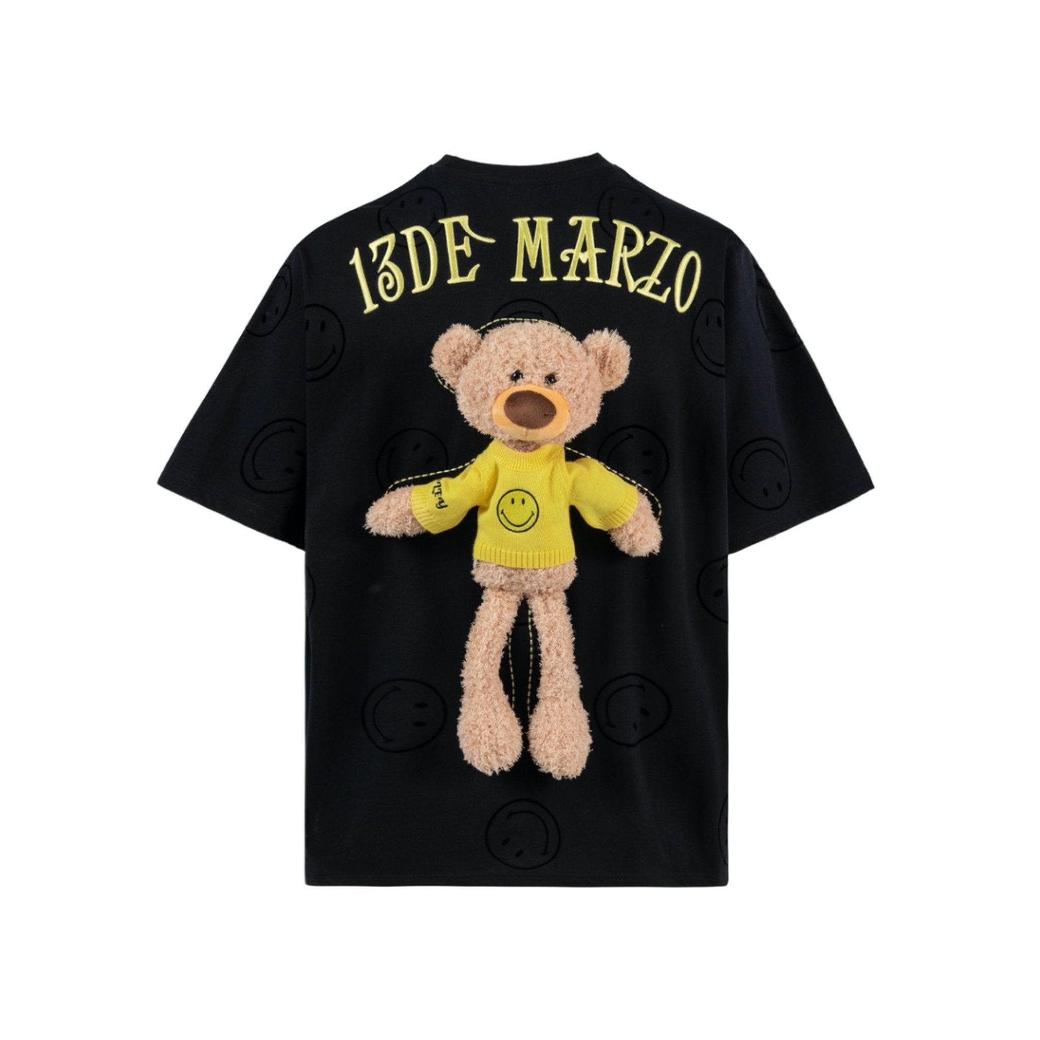 Shop 13DE Marzo x Smiley Palda Bear Black T-shirt | Fixxshop