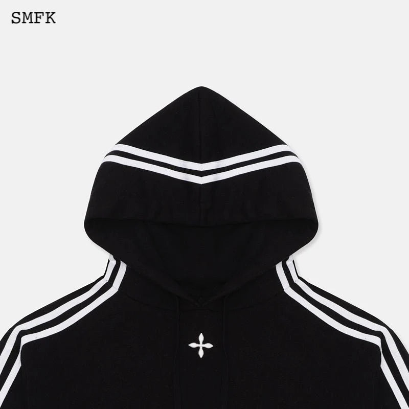 SMFK Black Night Flowers Vintage Striped Hoodie