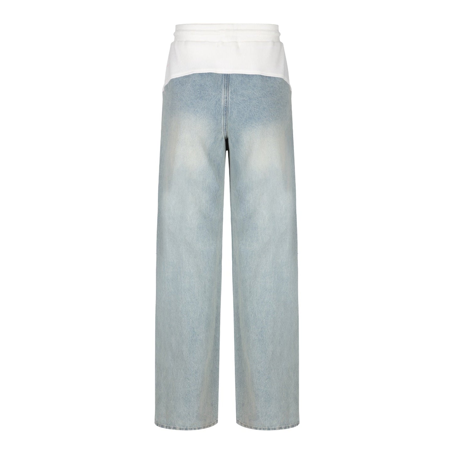 Herlian Blue Patchwork Wide-leg Knitted Jeans