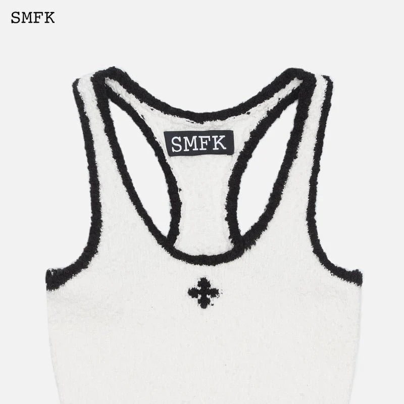 SMFK Campus Vintage Knitted Tank Dress White