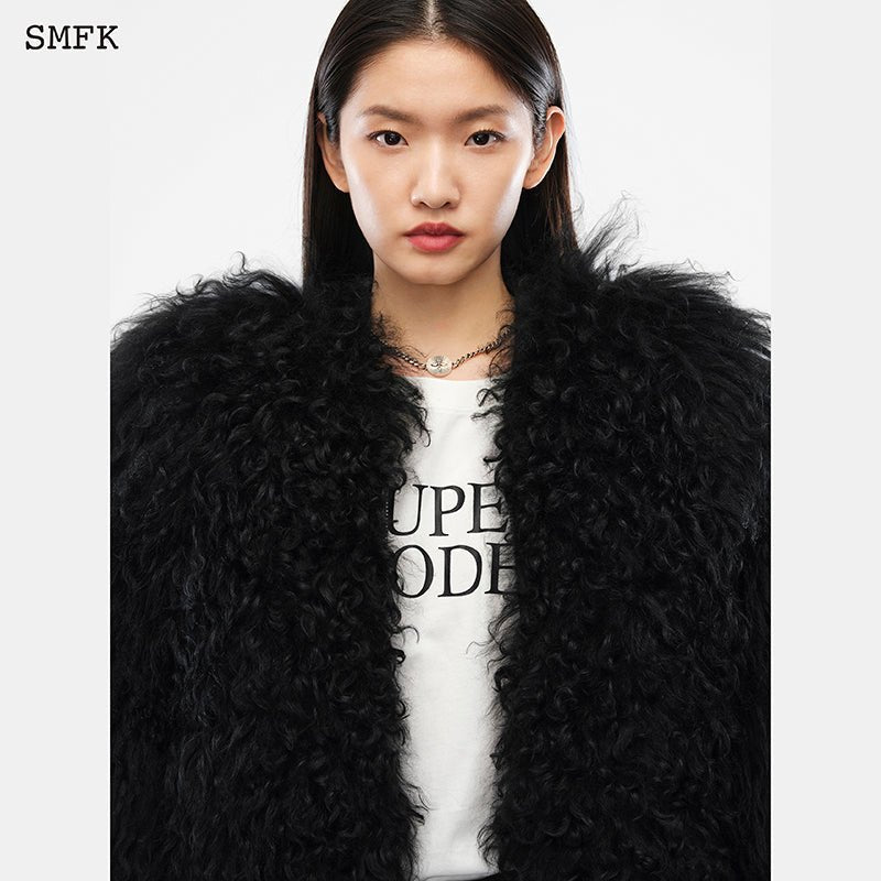 SMFK Gemini Fur Aviator Jacket Black - Fixxshop
