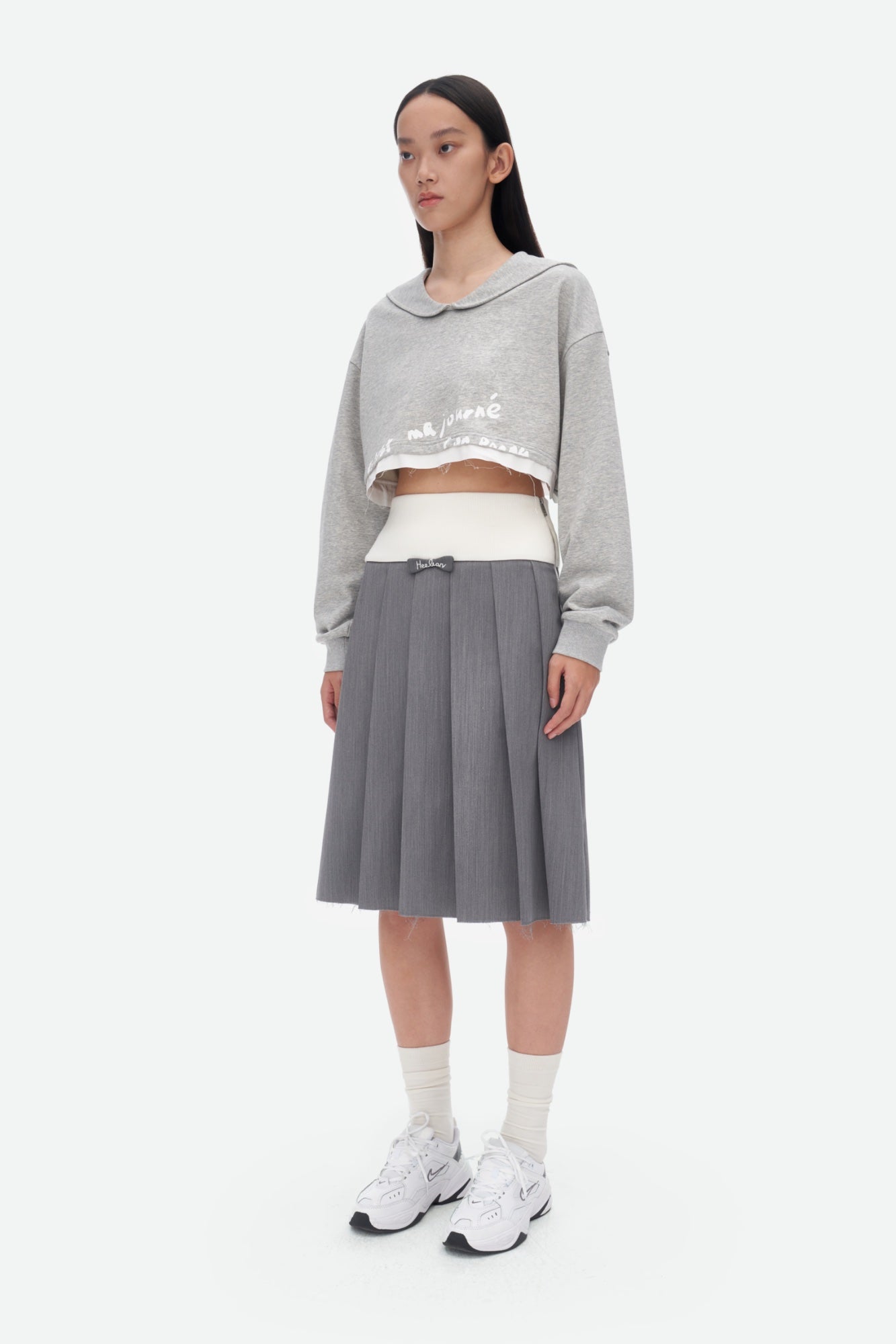 Herlian Grey Mid-length Pleated Skirt