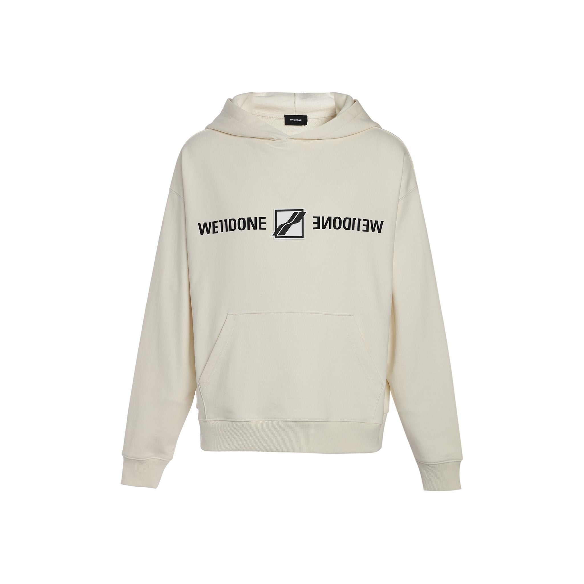 Ivory We11Done Patched Mirror Logo Hoodie