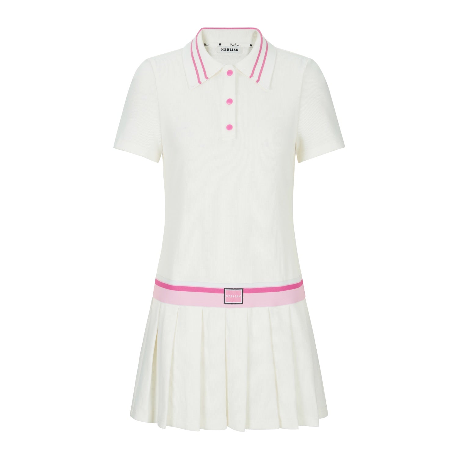 pink and white polo dress Southern Tide Women's Isabelle Printed Polo Active Dress Pink (Size M) 69% Cotton 28% Nylon 3% Spandex