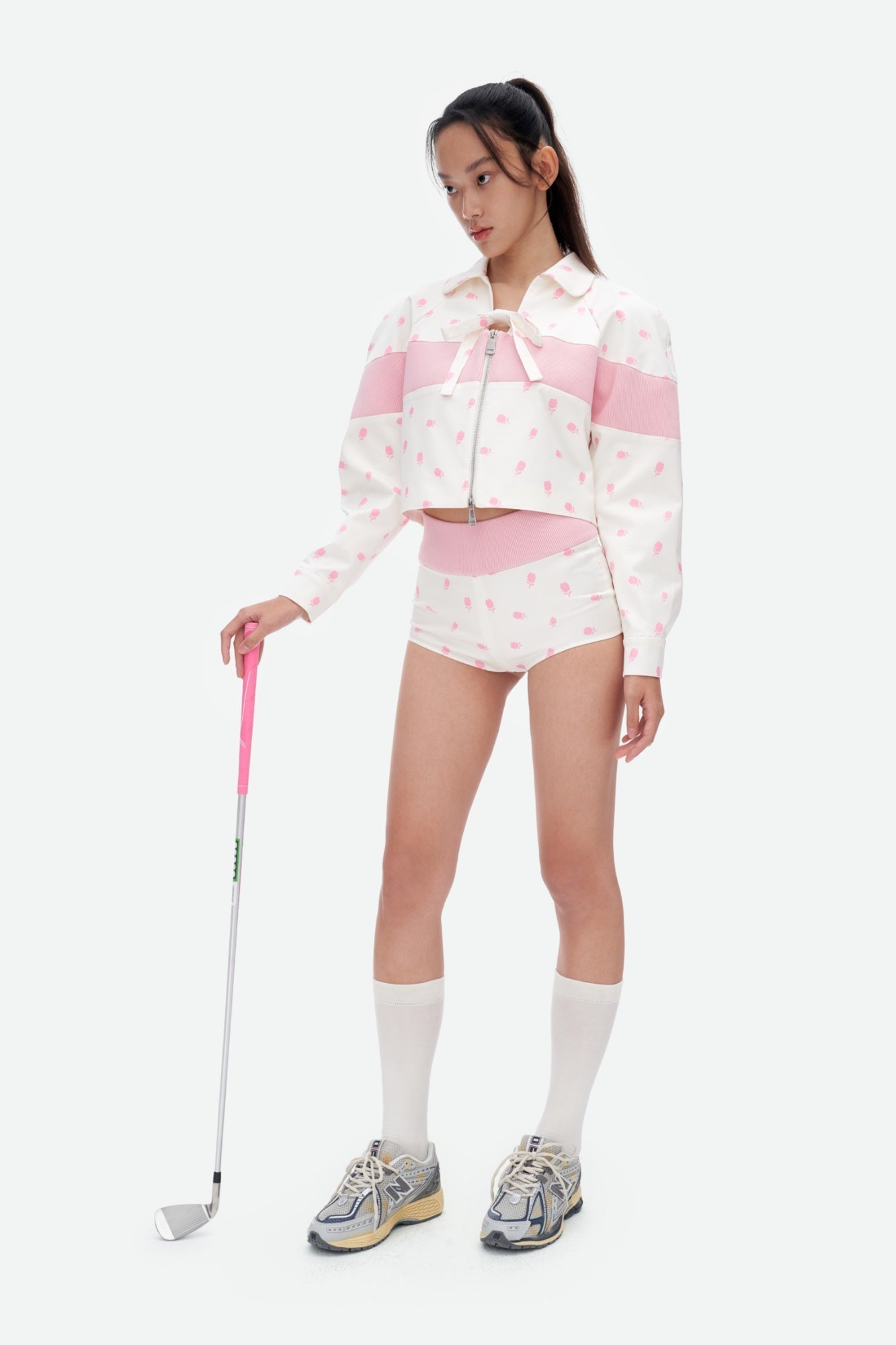 Herlian Strawberry Floral Patchwork Knitted Shorts