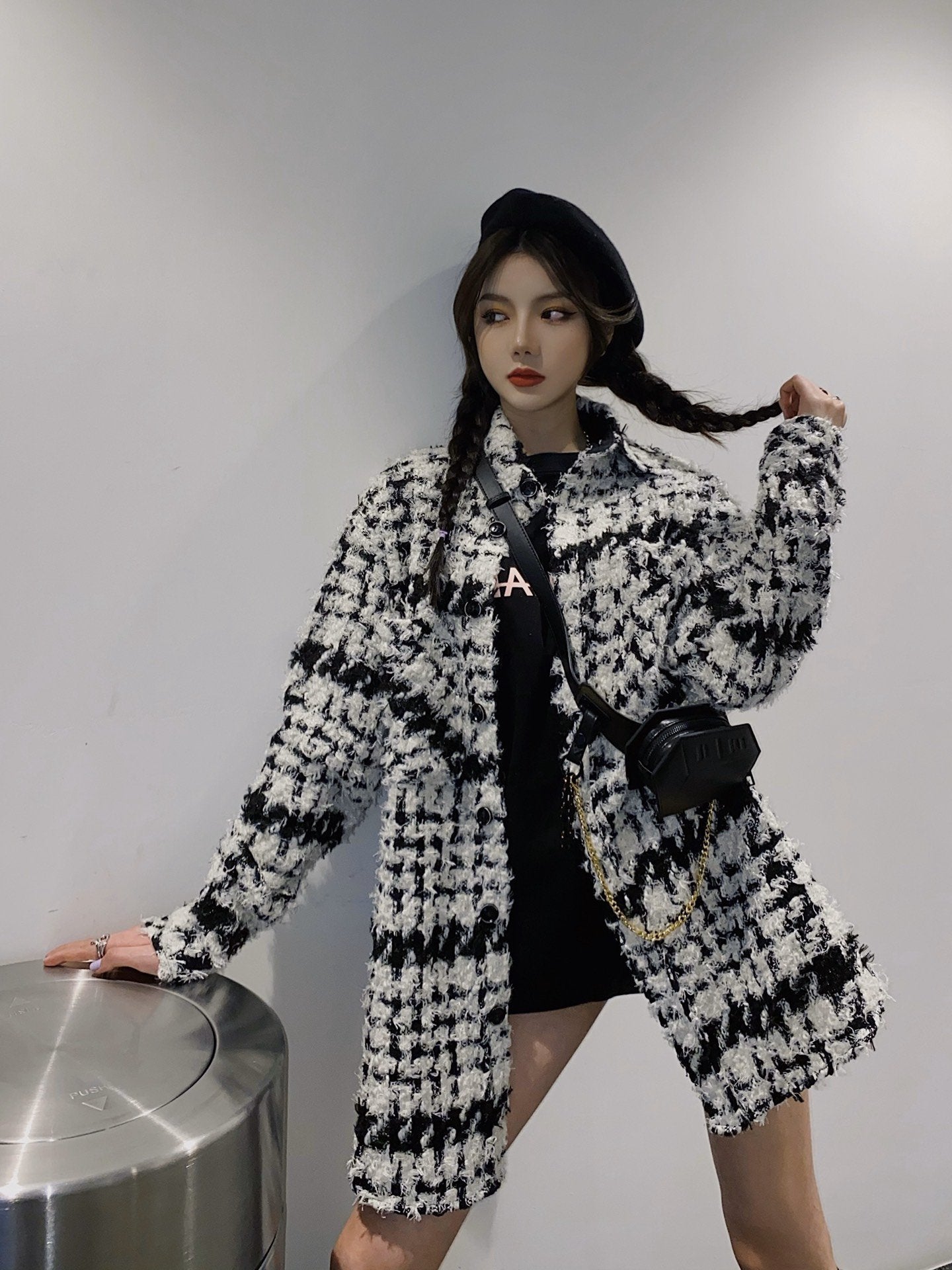 CHARLIE LUCIANO Tweed Overshirt White | MADA IN CHINA