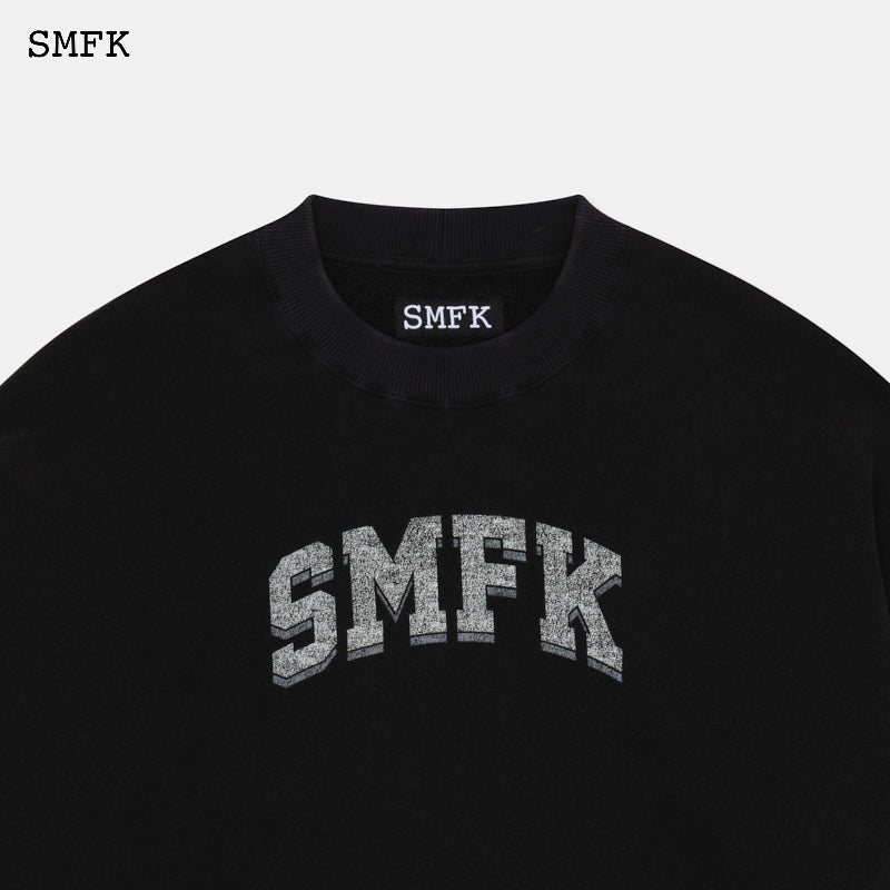 SMFK Vintage Campus Black Loose Hoodie
