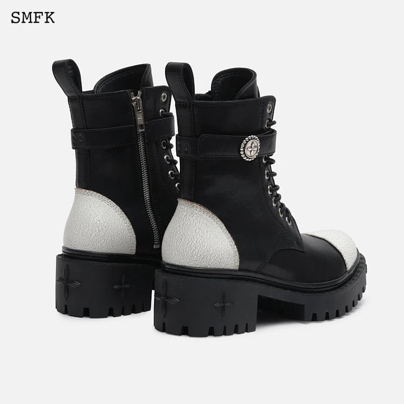 SMFK Vintage College Biker Boots Black