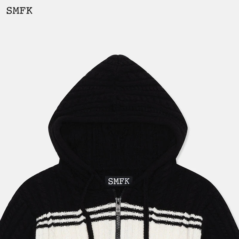 SMFK Vintage College Knit Short Hoodie