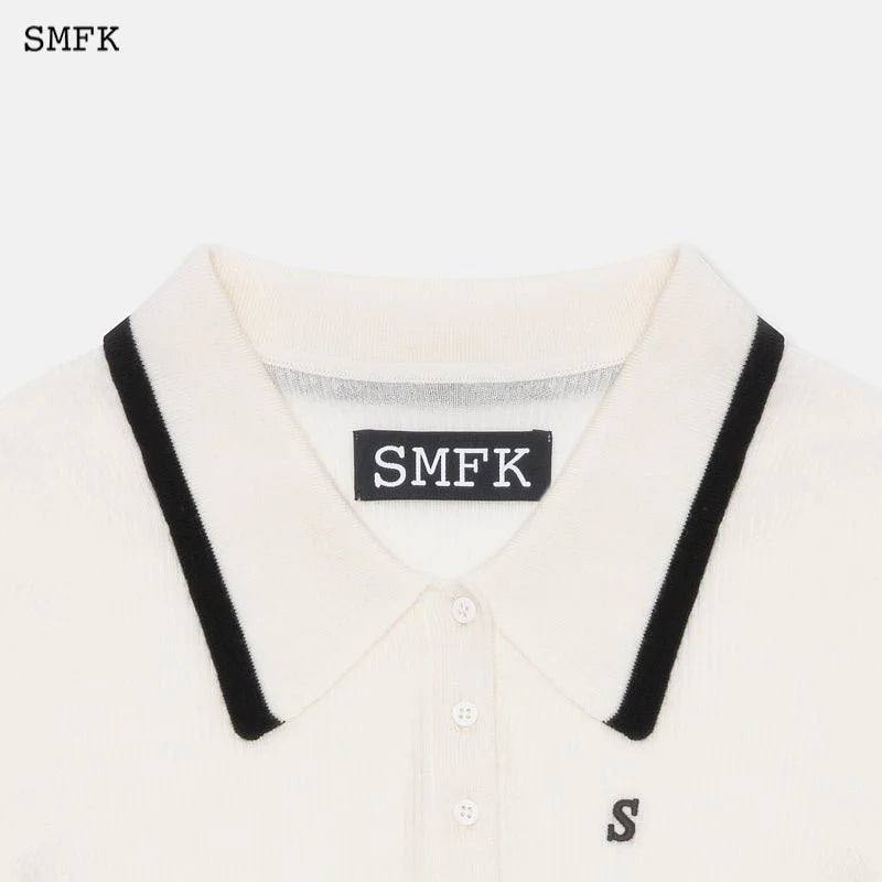 SMFK Vintage College Lapel Long Sleeve Polo Shirt