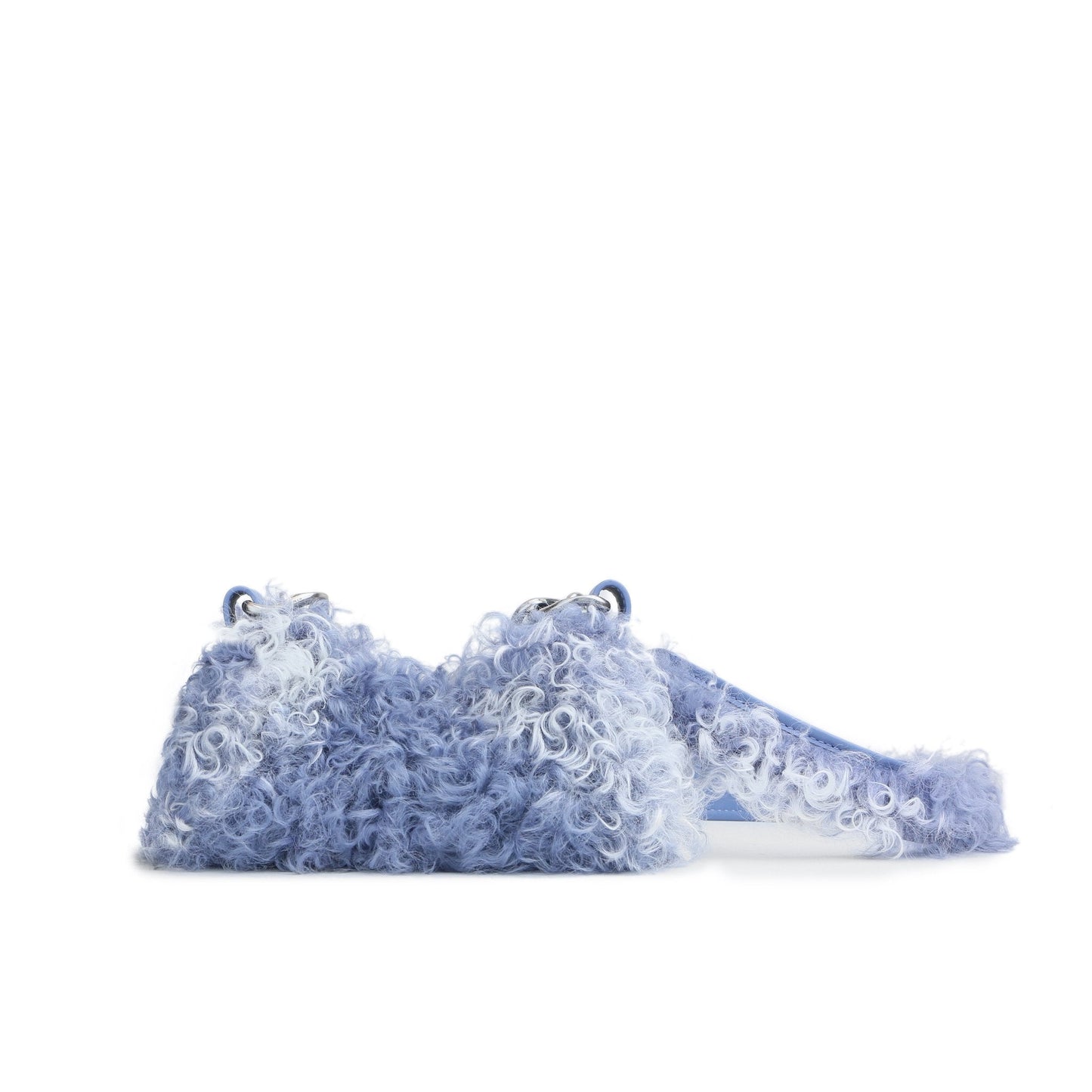 APEDE MOD White and Blue Fur Small Lunch Box Pouch | MADA IN CHINA