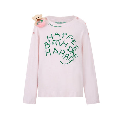 Harry Potter × 13DE MARZO Rubeus Hagrid Birthday Cake Sweater Pink