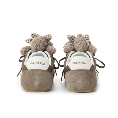 13DE MARZO Bear Plush Sneakers Brown