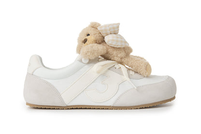 13DE MARZO Bear Plush Sneakers Beige